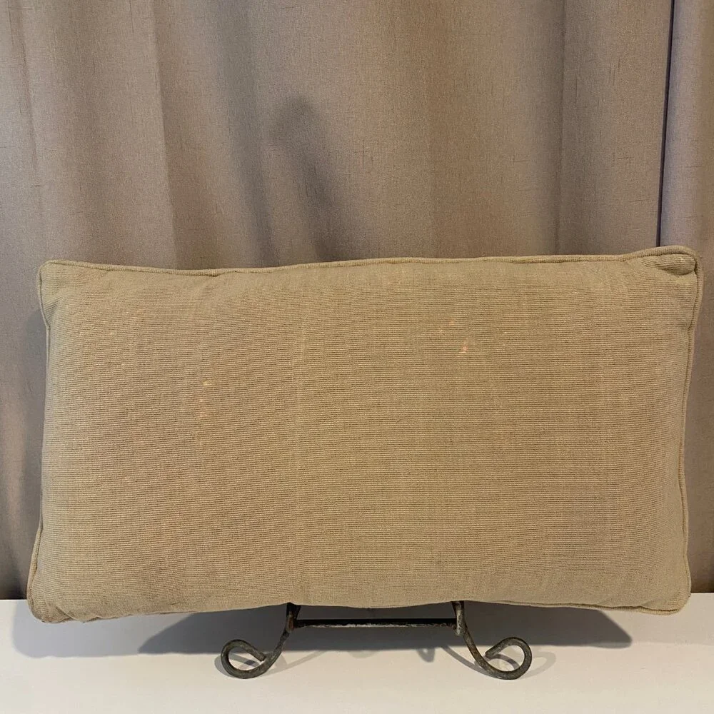 Vintage Turkish Wool Carpet Pillow 24x14‎ Handwoven Blue Brown Accent
